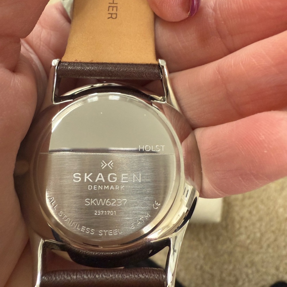 SKAGEN Holst Blue Dial Brown Leather Men's Watch - NWOT - Picture 5 of 6